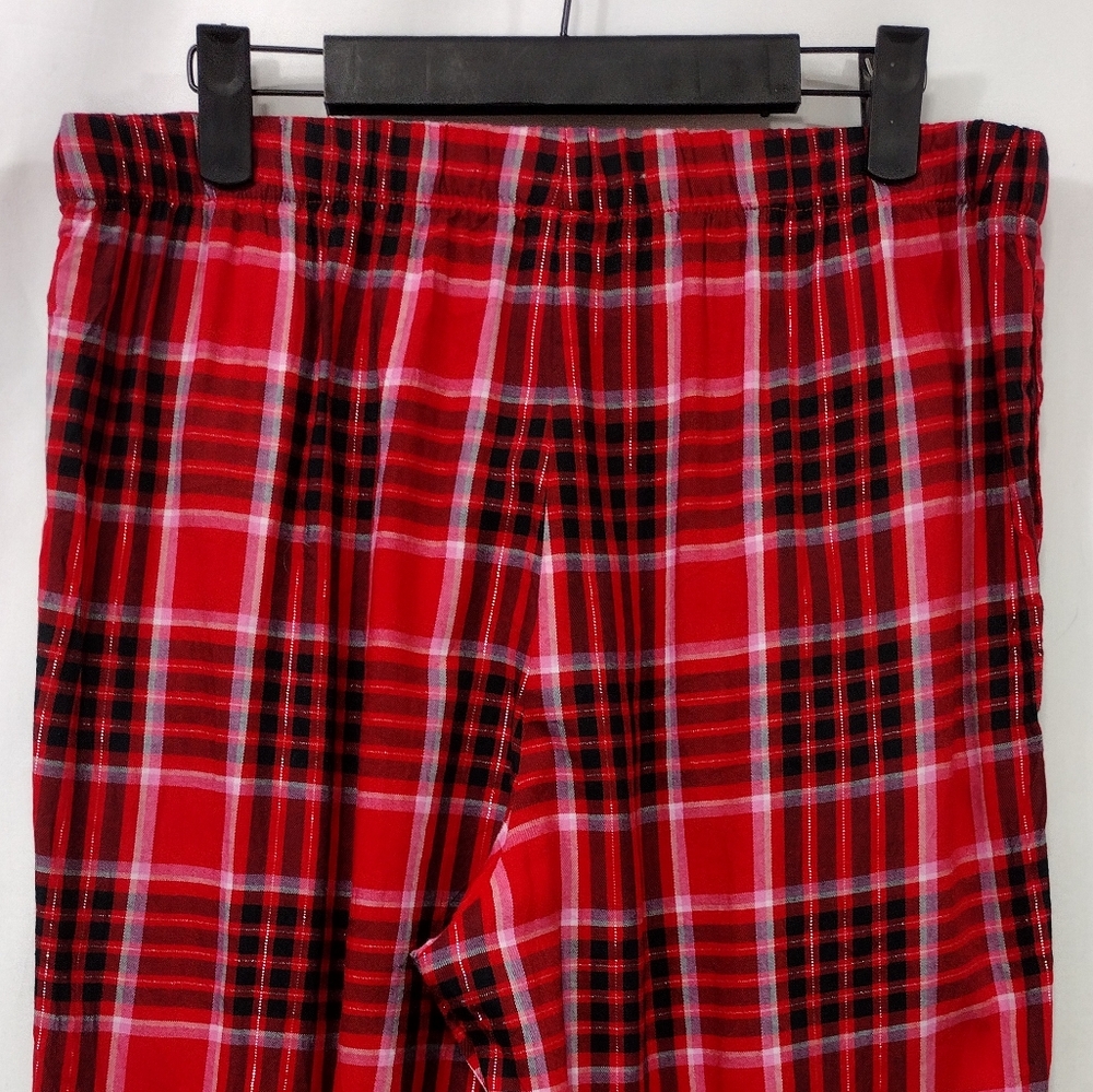 Victoria's Secret Flannel Long Pajama Set Women's M Red Black Holiday Retro Y2K - Picture 13 of 15
